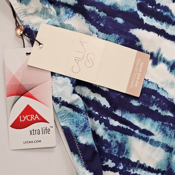 Calia Mid Rise Wide Band  Striped Bikini Swim Bottoms Plus Size - Picture 8 of 10